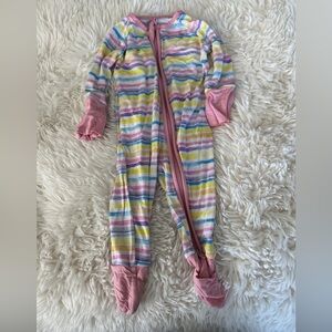 Newborn Little Sleepies Zipper Footie - stripes